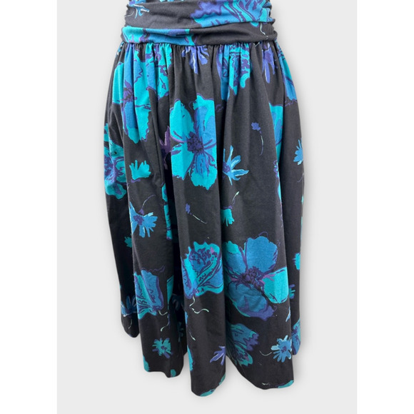 Vintage Laura Ashley Dark Floral 80's Style Dress Fit & Flare Rockabilly US 14 - Picture 11 of 16